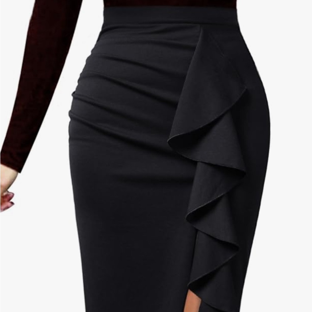 NWT Express Elegant Black Ruffle Skirt